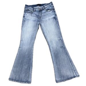 👖🛹 BUCKLE BLACK Fit 53 Y2K Wide Flare Jeans Light Wash 29x30 Denim